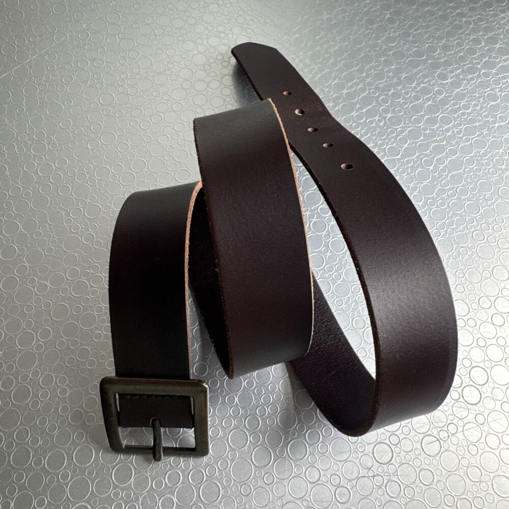 Made in USA Brown Leather Belt Minimalist Workwear Mens Unisex - Size L 36/38